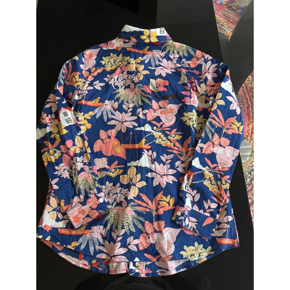 J. McLaughlin XS Button Down Shirt Floral Print Coastal House Nautical o2 - Picture 3 of 7